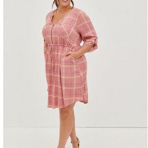 TORRID Mini Challis Zip-Front Shirt Dress